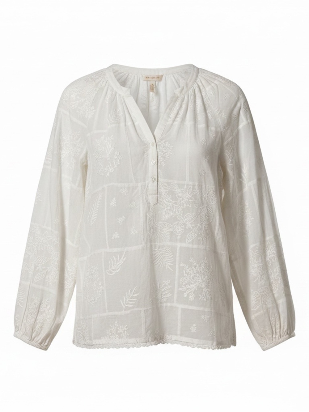 Gold Hawk 100% Cotton Embroidered Peasant Blouse